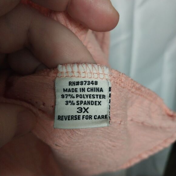 Sabrina Lauren top Womens 3X powder pink eyelet short sleeve button front pleats - Picture 4 of 6